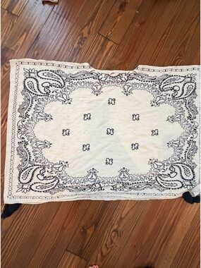 Tory Burch White Top with Black Floral Bandana Print